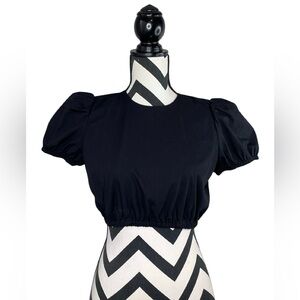 Aritzia Sunday Best Rilla Sz S Black Puff Sleeve Cropped Blouse